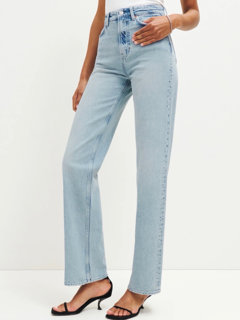 Reformation Light Blue Straight Leg Jeans